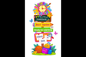 School education sign board, signage, an Education Illustration by Seavector Studio