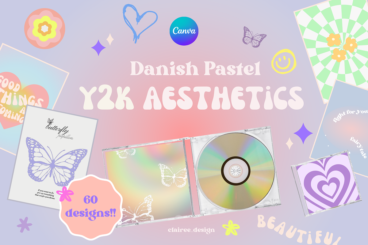 Danish Pastel Y2K Aesthetics Posters, a Stationery Template by Clairee Design Studio (Photo 1 of 7)