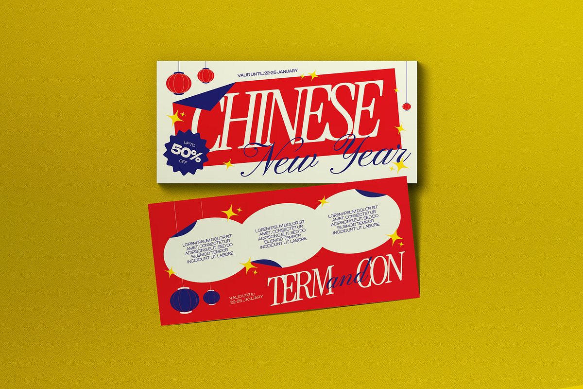 Red Modern Chinese New Year Voucher, a Card Template by graphicook (Photo 1 of 6)