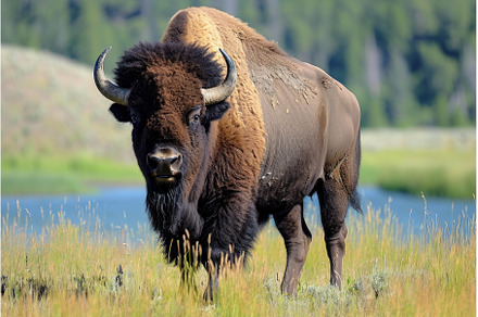 Majestic American bison summer, an Animal Photo by Ylivdesign