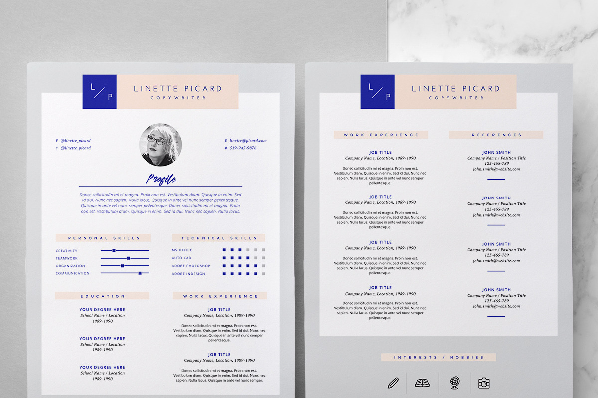 3-Page Resume Template / Linette, a Resume Template by This Paper Fox (Photo 2 of 5)