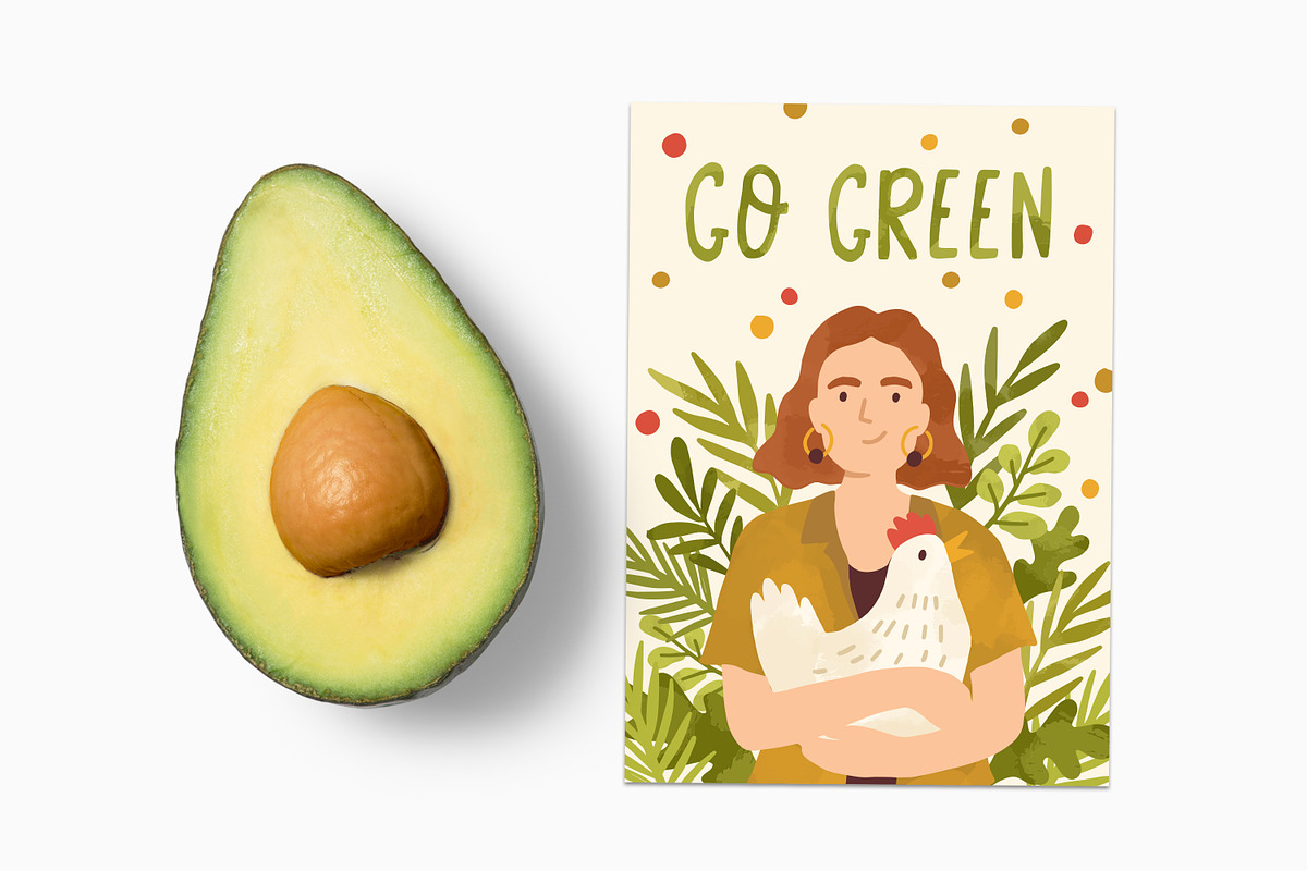 Vegan posters, go green cards, a Decorative Illustration by Good Studio (Photo 2 of 4)