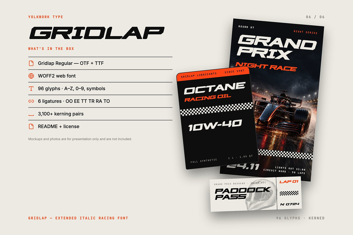 Gridlap – Racing Display Font, a Sans Serif Font by Yolk Vibes (Photo 6 of 6)