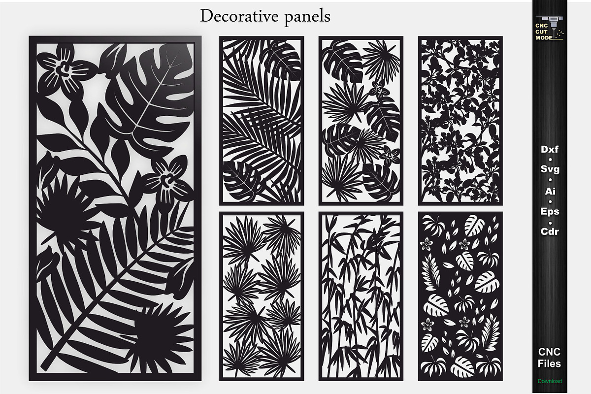 Tropical leaves decorative panels, a Graphic by CncCutModel (Photo 1 of 3)