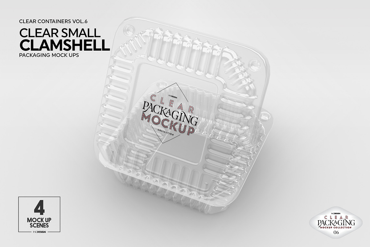 Clear Square Clamshell Mockups, a Packaging Mockup by INCDesign (Photo 5 of 11)
