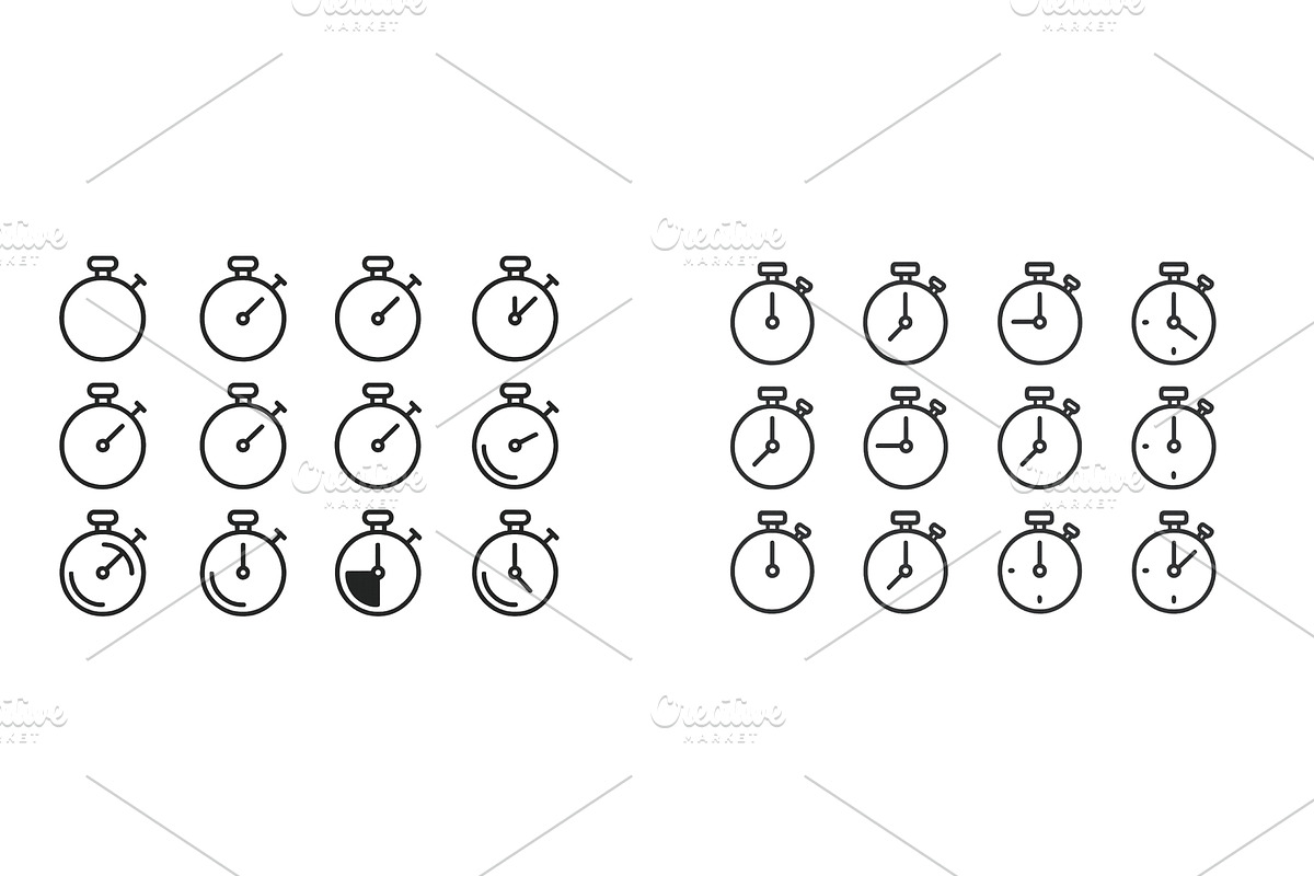 Stopwatch icons in various stages of, an Object Illustration by ZinetroN