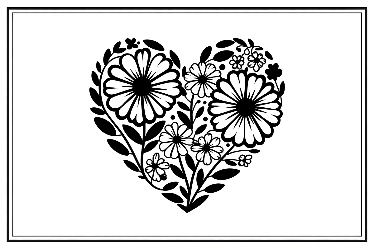 Elegant Black Floral Heart, an Illustration by Amazin_art (Photo 6 of 16)