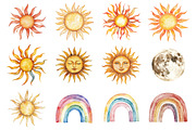 Watercolor Neutral Sun & Moon, an Illustration by Design Market (Thumbnail 2 of 3)