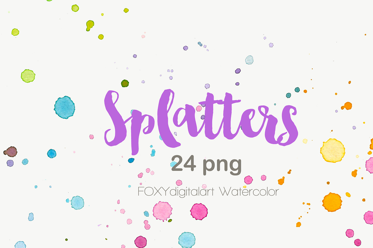 Watercolor splatters paint splashes, an Illustration by FOXYdigitalart (Photo 2 of 3)