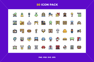 50 Home decoration icons, an Outline Icon by Wencory