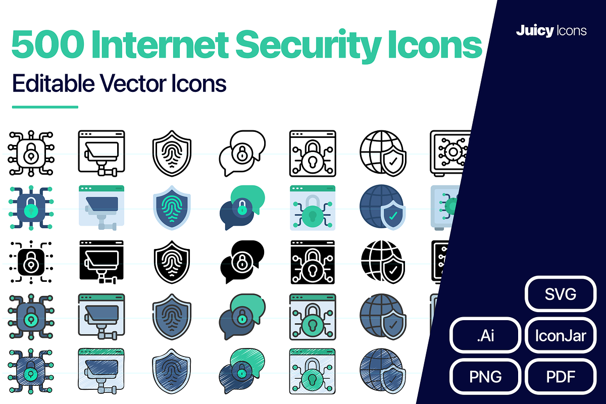 500 Internet Security Vector Icons, an Outline Icon by Juicy Icons (Photo 1 of 5)