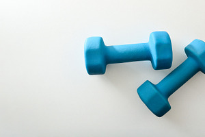 Blue Dumbbells on White Background, a Sports & Recreation Photo by Davizro's Market