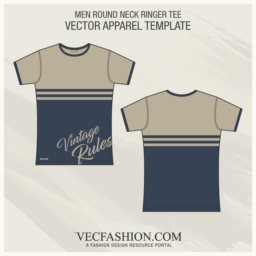 Roundneck Ringer Tee Fashion Flat, an Illustration by VECFASHION