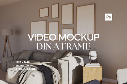 Frame Video Mockup Living Room PSD