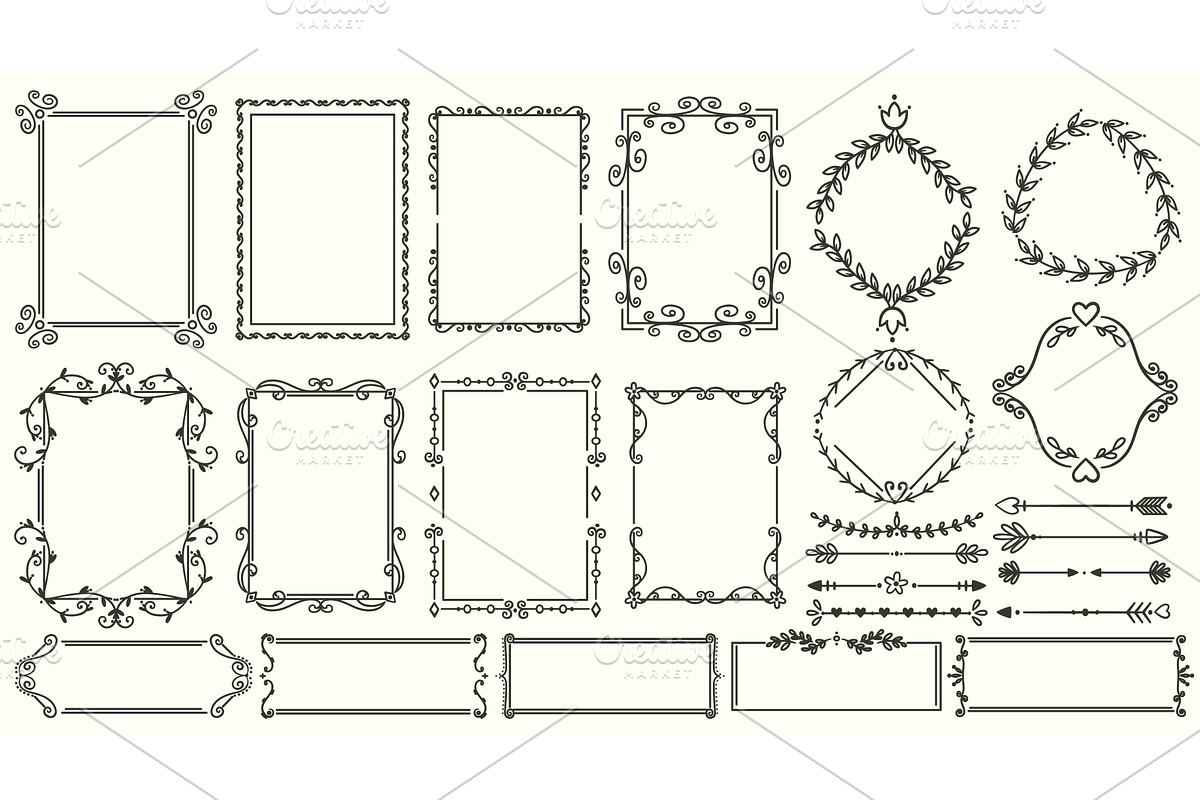 Vintage frames. Elegant retro, an Illustration by Vectorbuum