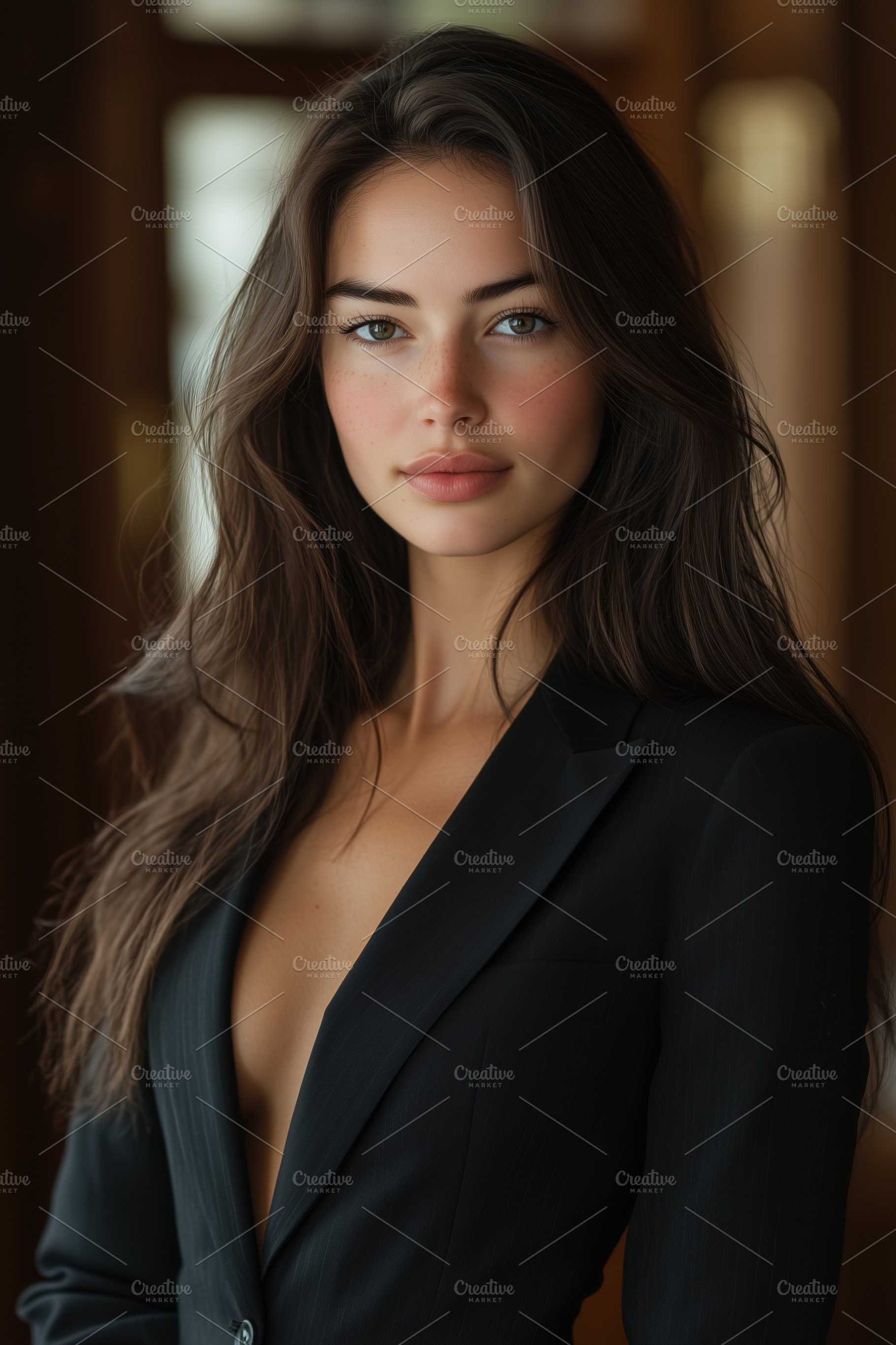 A portrait of a young woman international lawyer with long, flowing hair, weari, a Person Photo by Textures & Backgrounds