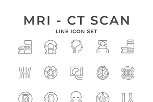 Set line icons of MRI and CT scan, an Outline Icon by motorama