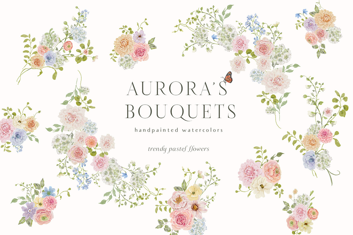 Spring summer pastel flowers clipart, a Decorative Illustration by Grace Noboa Illustrations (Photo 14 of 20)