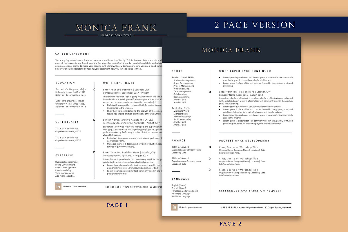 Resume template pro, Word, Pages, a Resume Template by VictoriousVita (Photo 3 of 8)