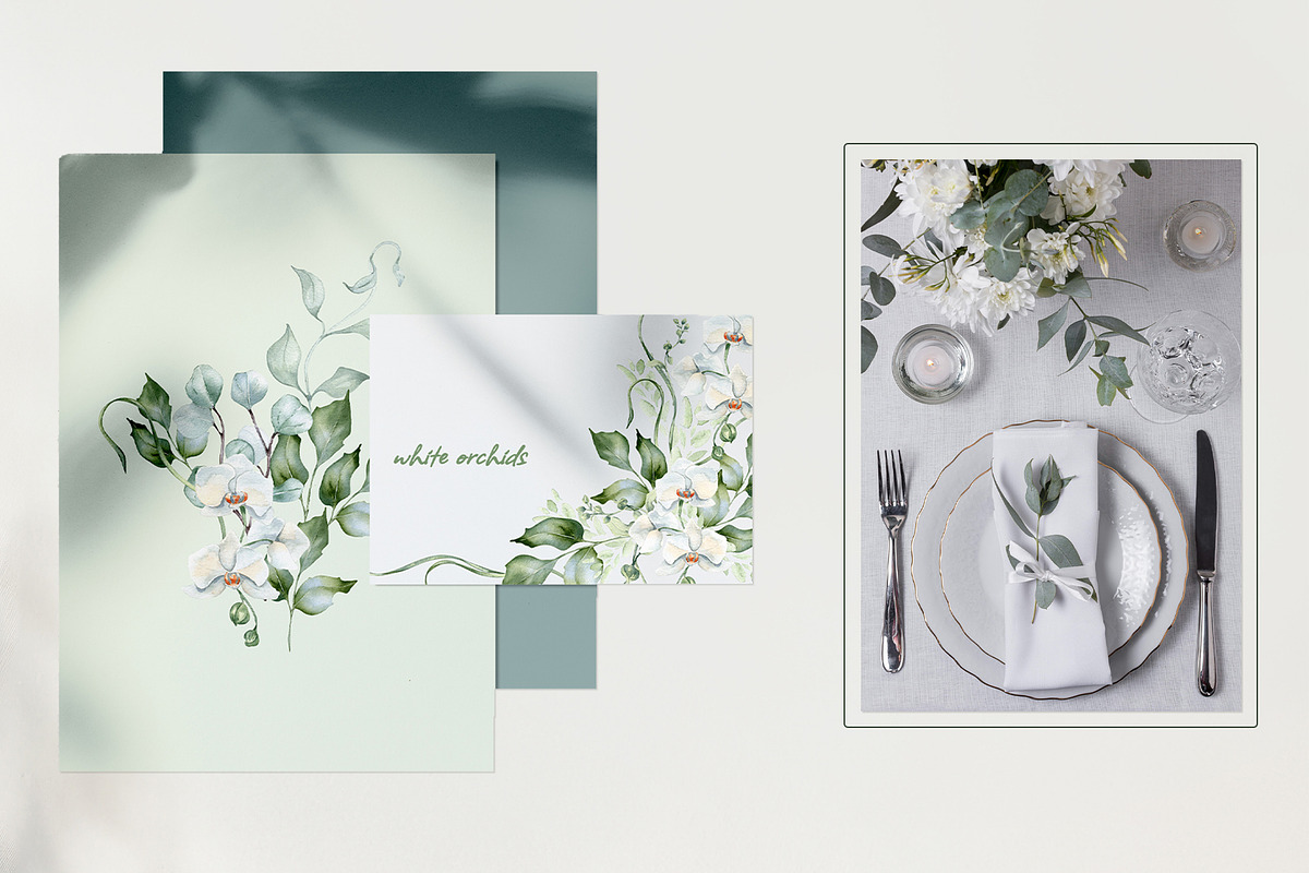 White flowers greenery watercolor, an Illustration by Kate Lanbina (Photo 10 of 16)