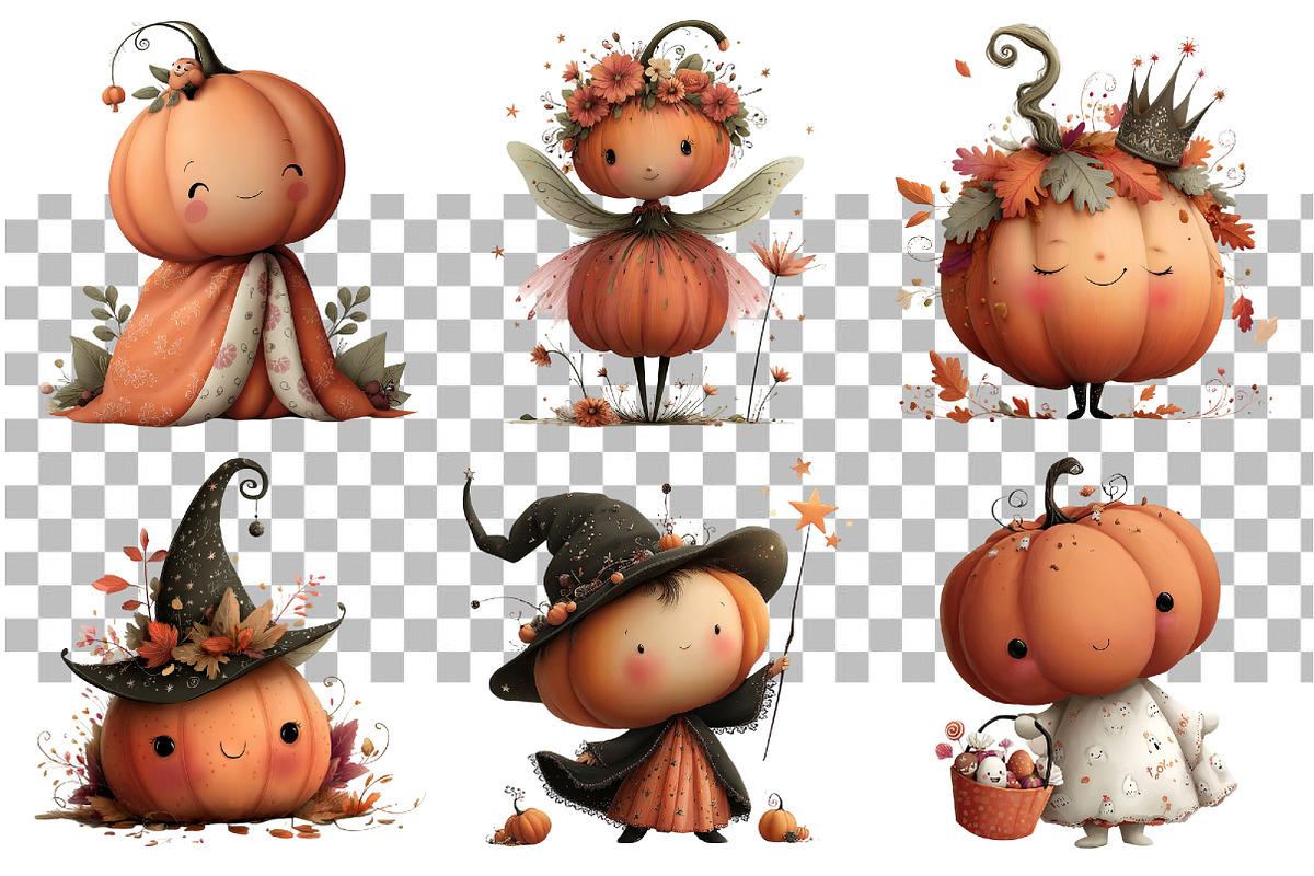 Whimsical Halloween Pumpkin Clipart, a Seasonal Illustration by Daily.Designs (Photo 3 of 5)