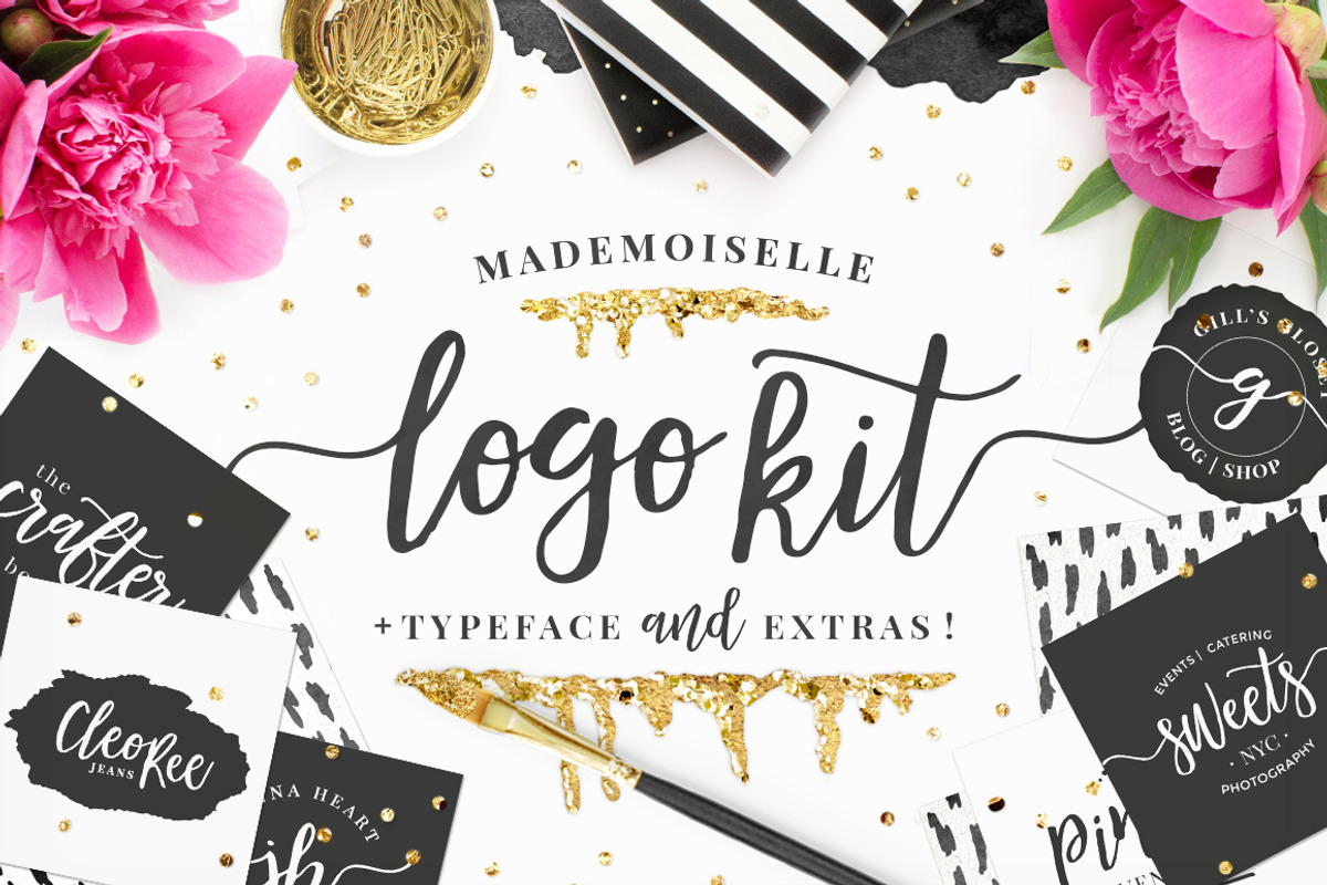 Mademoiselle LOGO KIT + Extras!, a Script Font by Pink Coffie (Photo 15 of 15)