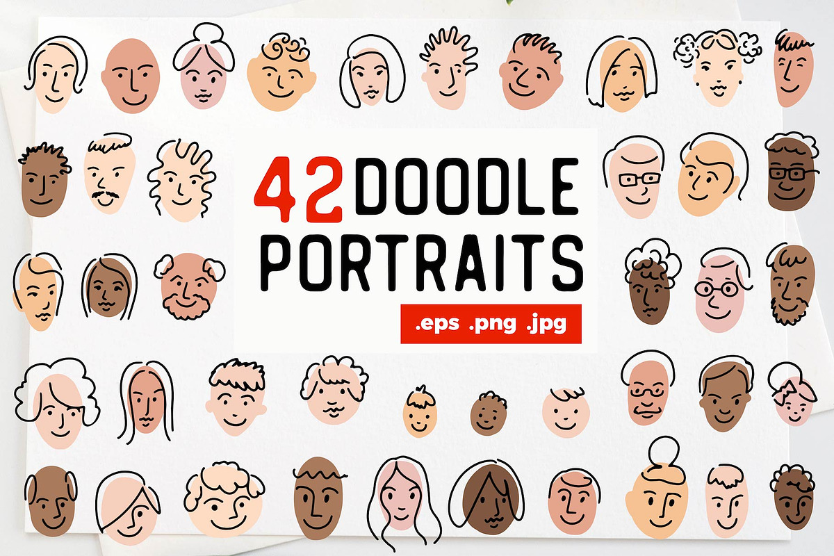 Doodle Portraits Icon Set, an Outline Icon by Sopelkin (Photo 1 of 5)