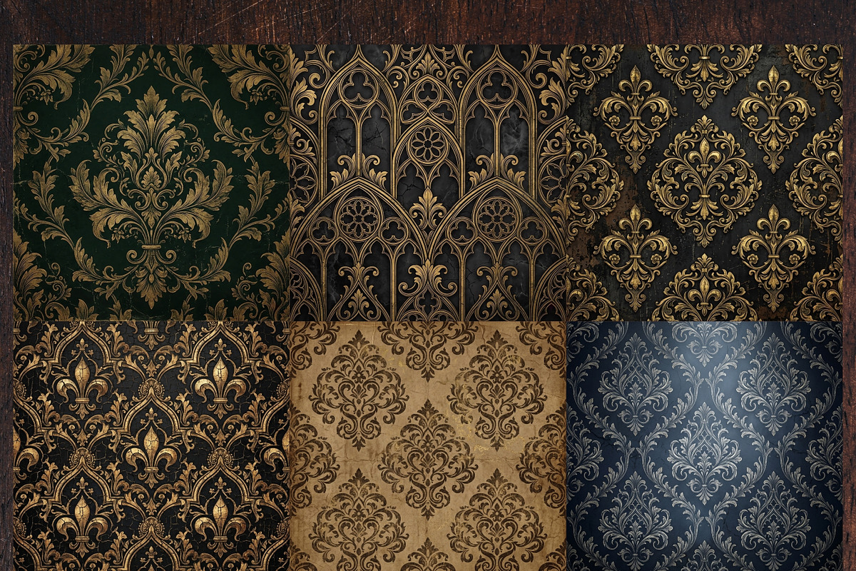 Gothic Damask Digital Paper, a Pattern Graphic by LA Design (Photo 3 of 10)