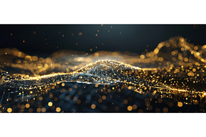 Golden Abstract Network of Connected, a Technology Photo by piter.goskov