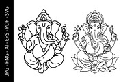 Lord Ganesha Line Art Bundle, an Object Graphic by nandinigraphics (Thumbnail 5 of 7)
