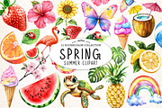 Watercolor Spring & Summer Clipart, an Illustration by Watercolor design (Thumbnail 1 of 4)