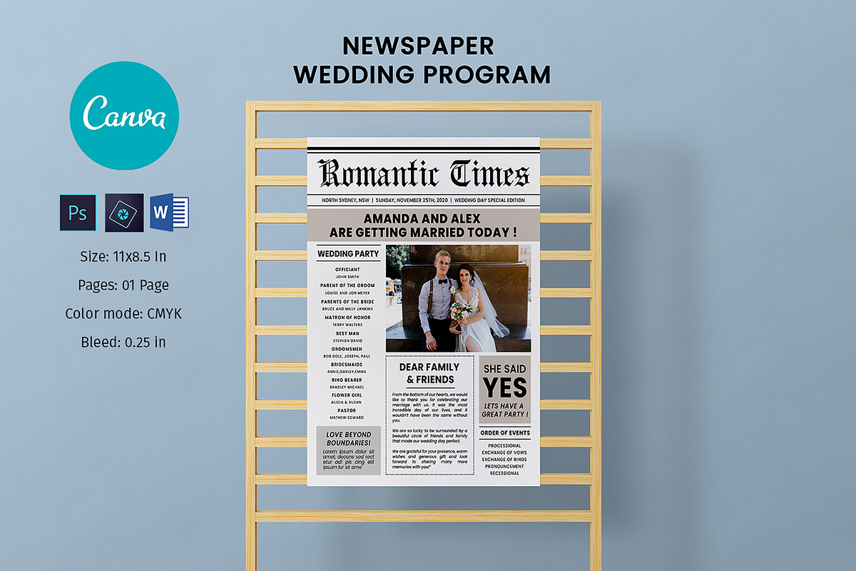 Wedding Newspaper Template, a Stationery Template by crazyOWL (Photo 1 of 3)