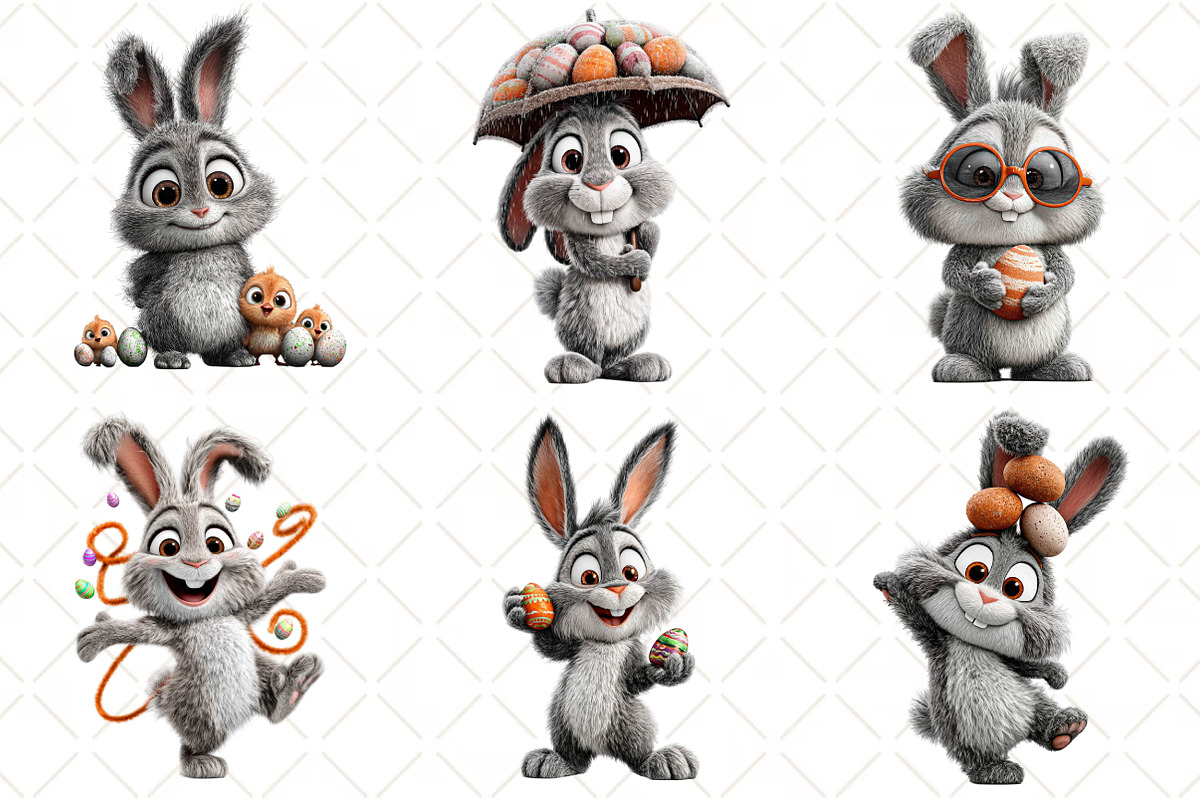 Whimsical Easter Bunny Rabbit Clipar, an Illustration by Black Bird Studio (Photo 2 of 6)