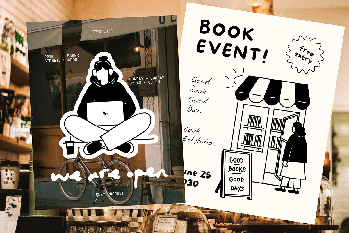 Cozy Lifestyle : Pet, Book, Plant, a Person Illustration by Jiwstudio (Photo 13 of 21)