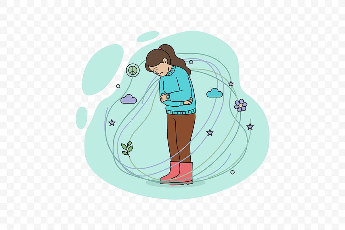 Woman Hugging Herself Mental Health, a Person Illustration by Partikusi Design (Photo 3 of 3)
