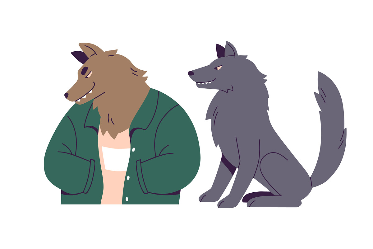 Wolf, wild forest animals set, an Animal Illustration by Good Studio (Photo 3 of 8)