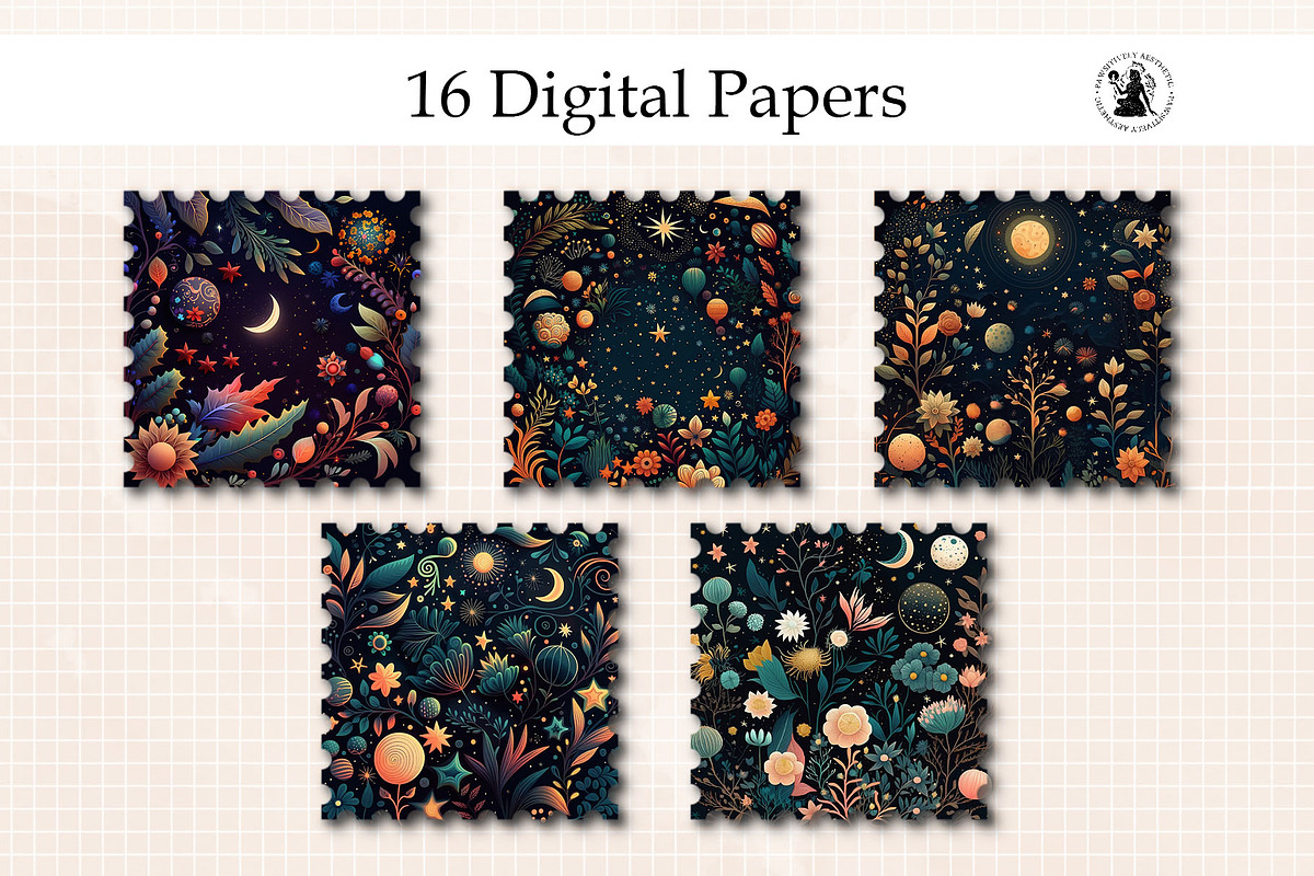 Celestial Boho Digital Paper, a Background Graphic by Pawsitively Aesthetic (Photo 2 of 4)
