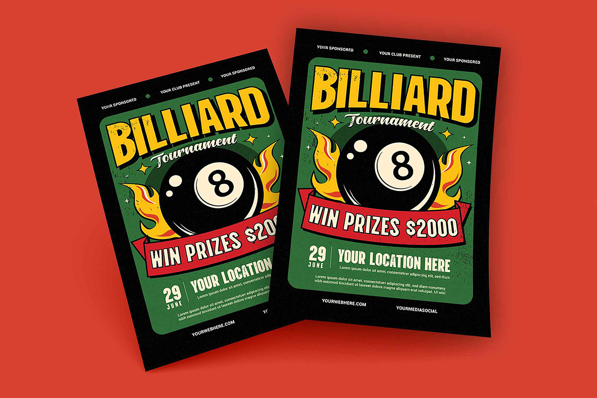 Billiard Tournament Flyer Template, a Flyer Template by megarez (Photo 2 of 3)