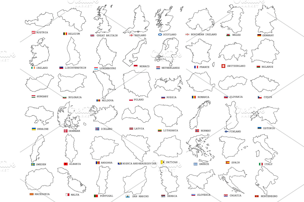 Big vector set of all Europe states, a Graphic by Anno Urbis