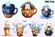 Watercolor Halloween Ghost Coffee, a Graphic by CitraGraphics (Thumbnail 3 of 4)