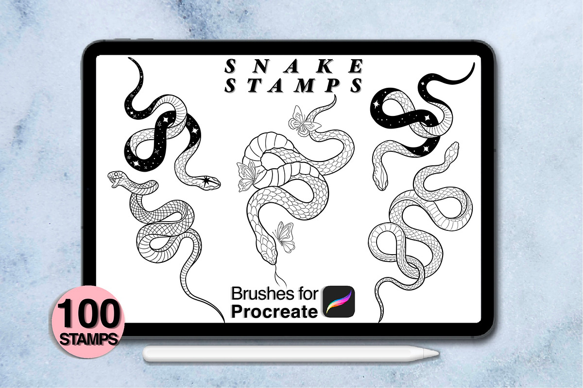 100 procreate snake stamps, a Brush Add-On by Arts For Peace (Photo 6 of 9)