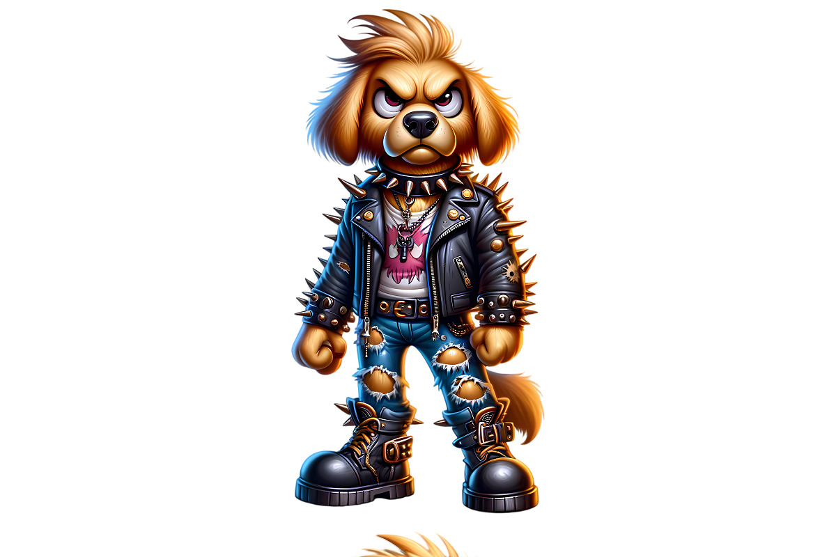 Punk Rock Golden Retriever PNG Pack, an Animal Illustration by DoubleTwists