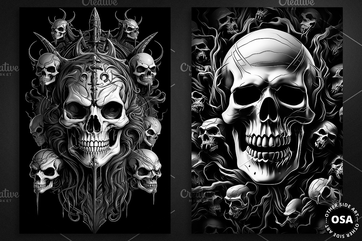 Monochromatic Evil Poster Set, a Background Graphic by Other Side Art