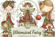 Whimsical Christmas Fairy Clipart, an Illustration by DreamPrint404 (Thumbnail 1 of 6)