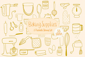 Baking Supplies Procreate Stamp Set