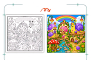 Kawaii Magical Worlds Coloring, a Decorative Illustration by Coco Bloom (Thumbnail 4 of 8)
