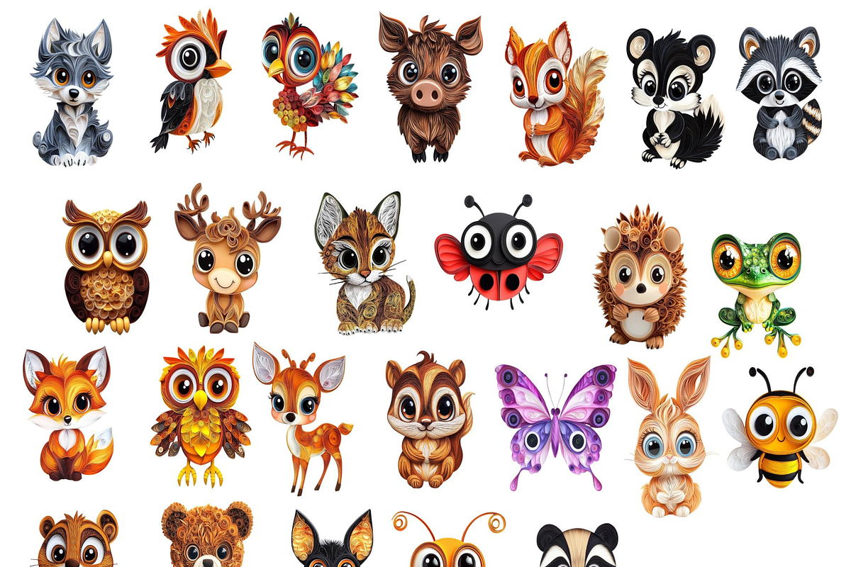 Animal Quilled Paper Clipart Bundle, an Animal Illustration by PrintablesByFranklyn (Photo 7 of 10)