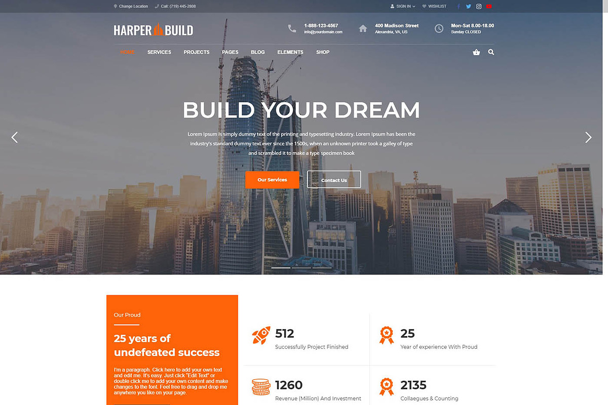 Harper – Construction & Business, a WordPress Template by Cherry Wordpress Theme (Photo 2 of 9)