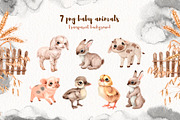 Watercolor Farm Little Animals set, an Animal Illustration by Alamella (Thumbnail 3 of 9)