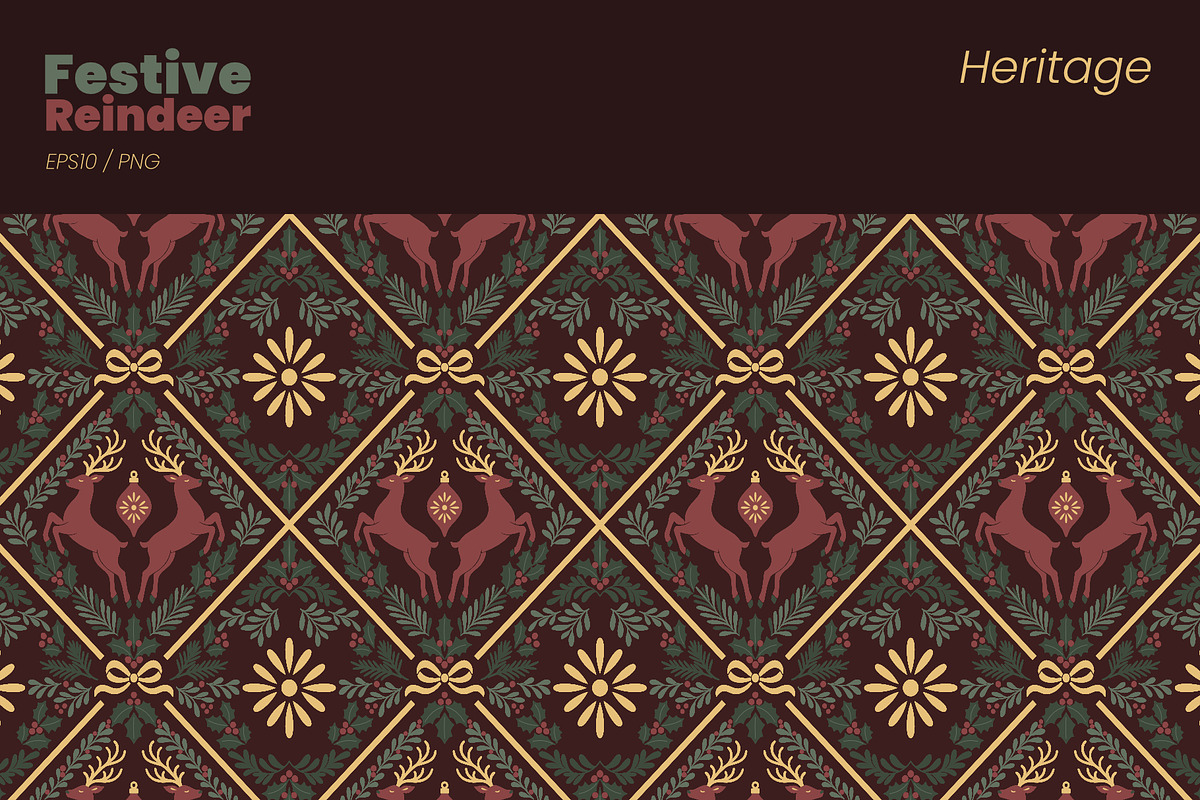 Festive Reindeer Seamless Pattern, a Background Graphic by moja doodle (Photo 5 of 7)
